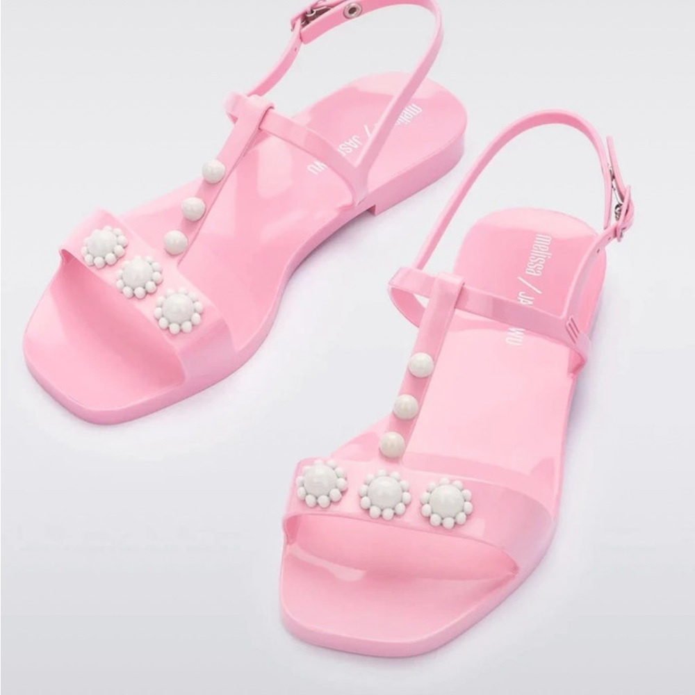 Melissa Pink and White Sandals with Slingback Strap